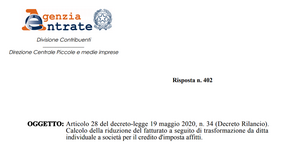 Bonus affitto e cessione d'azienda: calcolo del calo del fatturato in continuità