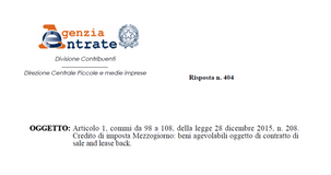 Credito di imposta Mezzogiorno: spetta anche per beni in sale and lease back?