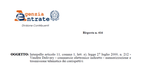 Delivery, nessun obbligo di scontrino elettronico per le vendite