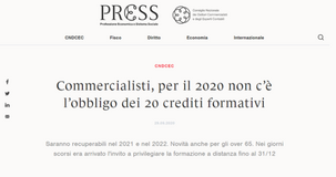 Crediti formativi commercialisti: nessun obbligo per il 2020