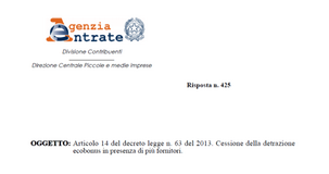 Ecobonus: detrazione per un solo cessionario se è l'unico interessato