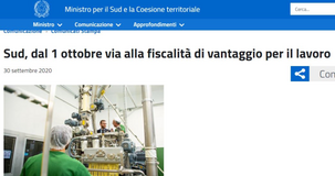 Fiscalità di vantaggio per il lavoro: bonus Sud al via dal 1° ottobre