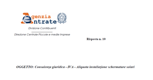 Schermature solari alternative: tassazione IVA agevolata al 10%