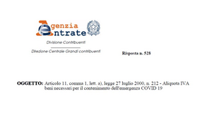 Tassazione IVA beni anti Covid: l'agevolazione si applica anche al noleggio