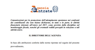 Lettere dall'Agenzia delle Entrate per redditi non dichiarati e attività estere del 2017 