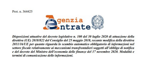 Meccanismi transfrontalieri con obbligo di notifica: comunicazioni dal 1° gennaio