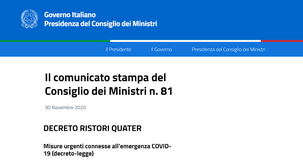 Decreto Ristori quater, testo in Gazzetta Ufficiale: tutte le novità 