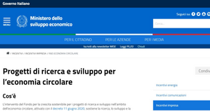 Economia circolare, invio domande per il bando MISE ricerca e sviluppo dal 10 dicembre