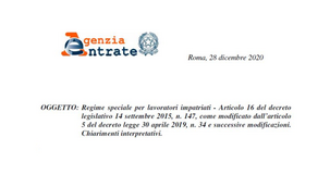 Lavoratori impatriati: i chiarimenti delle Entrate sul regime agevolato