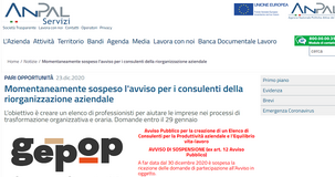 Elenco consulenti riorganizzazione aziendale, avviso ANPAL servizi sospeso