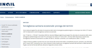 Sorveglianza sanitaria, INAIL: la proroga al 31 marzo con il decreto Milleproroghe