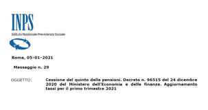 Cessione del quinto delle pensioni: i tassi aggiornati dal 1° gennaio al 31 marzo 2021