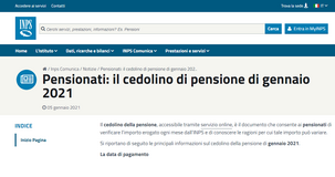 Cedolino pensione gennaio 2021: nessun aumento per l'anno appena iniziato