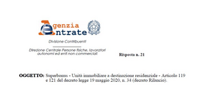 Superbonus 110%, l'agevolazione spetta solo per l'unità immobiliare ad uso residenziale