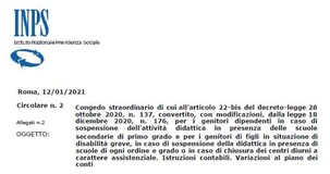 Congedo straordinario: le istruzioni INPS in caso di sospensione dell'attività didattica