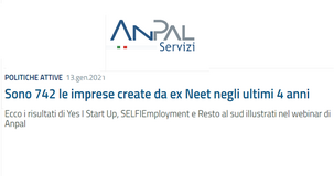 Ex Neet ora giovani imprenditori: dall'Anpal i dati di Yes I Start Up e Selfiemployement