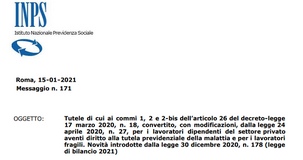 Malattia INPS in quarantena, isolamento e tutela lavoratori fragili: nuove istruzioni 2021