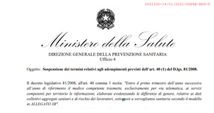 Comunicazione medico competente, dati allegato 3B: sospensione per il 2021