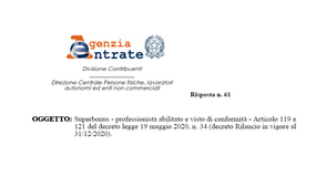Superbonus 110%: il professionista può apporre il visto di conformità per la cessione del proprio credito