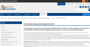 Lotteria degli scontrini: acquisti dal 1° febbraio e prima estrazione l'11 marzo 2021