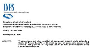 Fringe benefit e stock options 2020: le istruzioni dell'INPS per i datori di lavoro