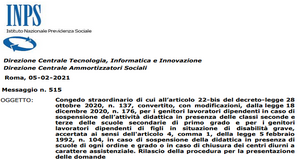 Domanda INPS di congedo straordinario per sospensione didattica al via 