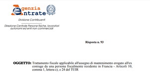 Assegno di mantenimento, deducibile per i non residenti Schumacker