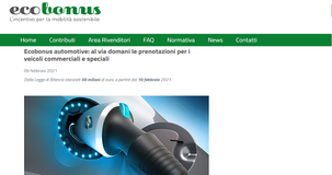 Ecobonus 2021 veicoli commerciali, prenotazioni al via sul sito del MISE 