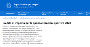 Bonus sport per le sponsorizzazioni 2020, domanda entro la scadenza del 1° aprile 