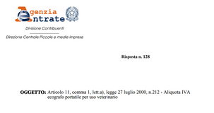 Iva, anche il veterinario ha diritto all'aliquota agevolata per i beni anti Covid
