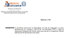 Detrazioni in busta paga per le donazioni dovute al Covid: ok delle Entrate