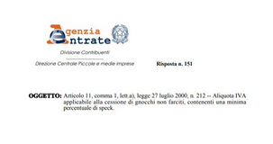 IVA gnocchi con speck: qual è l'aliquota da applicare?