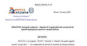 IVA ridotta per la cessione di oli vegetali che generano energia elettrica