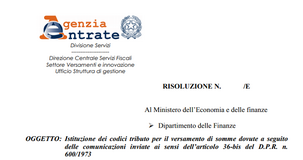 Dal bonus POS alla sanificazione, nuovi codici tributo per pagare gli avvisi bonari