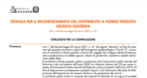 Domanda fondo perduto decreto Sostegni: istruzioni e modello
