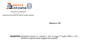 Rimborso imposte dirette, la richiesta dei soggetti non residenti segue il domicilio fiscale