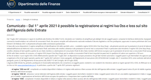 IVA Oss e Ioss, Agenzia delle Entrate: registrazione sul sito dal 1° aprile 2021