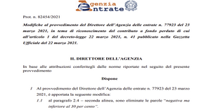 Contributi a fondo perduto: rettifica dall'Agenzia delle Entrate 