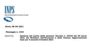 Cessione del quinto delle pensioni, aggiornamento dei tassi: dal 1° aprile al 30 giugno 2021