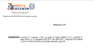 Iva ridotta sulle attività per bisogni educativi speciali, comprese quelle per i genitori