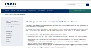 Riduzione premi INAIL 2021, criteri diversi per attività da più o meno di due anni