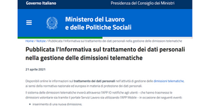 Dimissioni online, notifiche tramite l'APP IO: l'informativa privacy del Ministero del Lavoro