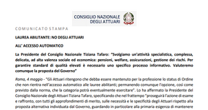 Laurea abilitante, gli Attuari non sono favorevoli: necessario un controllo sull'attività