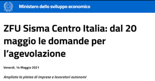 ZFU Sisma Centro Italia 2021: novità e istruzioni nella circolare MISE
