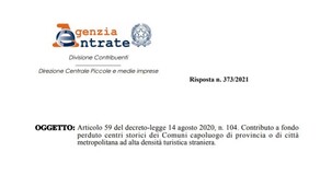 Contributi a fondo perduto centri storici: ok se il tour parte o arriva nei comuni agevolati