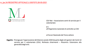Proroga per l'approvazione del Bilancio sociale: slitta anche per i CSV
