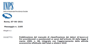 Datori di lavoro, l'aggiornamento INPS dei codici ATECO ad ottobre 2020