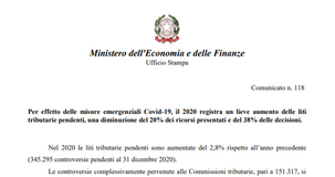 Contenzioso tributario, diminuiscono i ricorsi ma aumentano le liti pendenti: i dati MEF del 2020