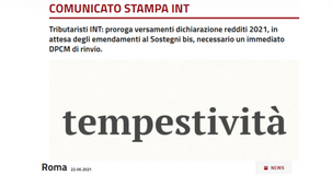 Dichiarazioni dei redditi 2021, INT: necessaria la proroga dei versamenti