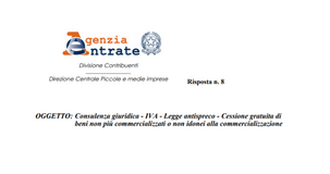 Legge antispreco: i chiarimenti delle Entrate sull'applicazione dell'agevolazione IVA